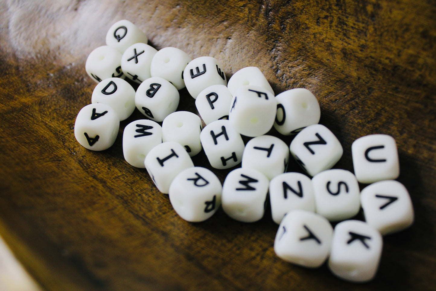 Glow In The Dark 12mm Silicone Letter Bead Mix Bag A-Z In Each Bead Mix