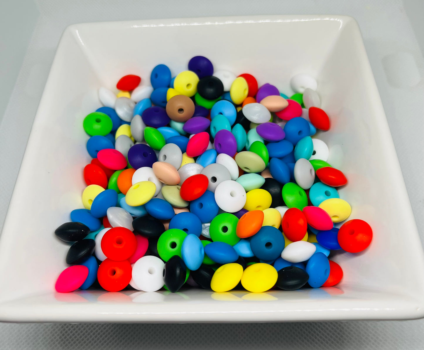 Pack Of 12mm Lentil Silicone Spacer Bead Pen Beading Mixed Multi Color Neutral Colors Crafting