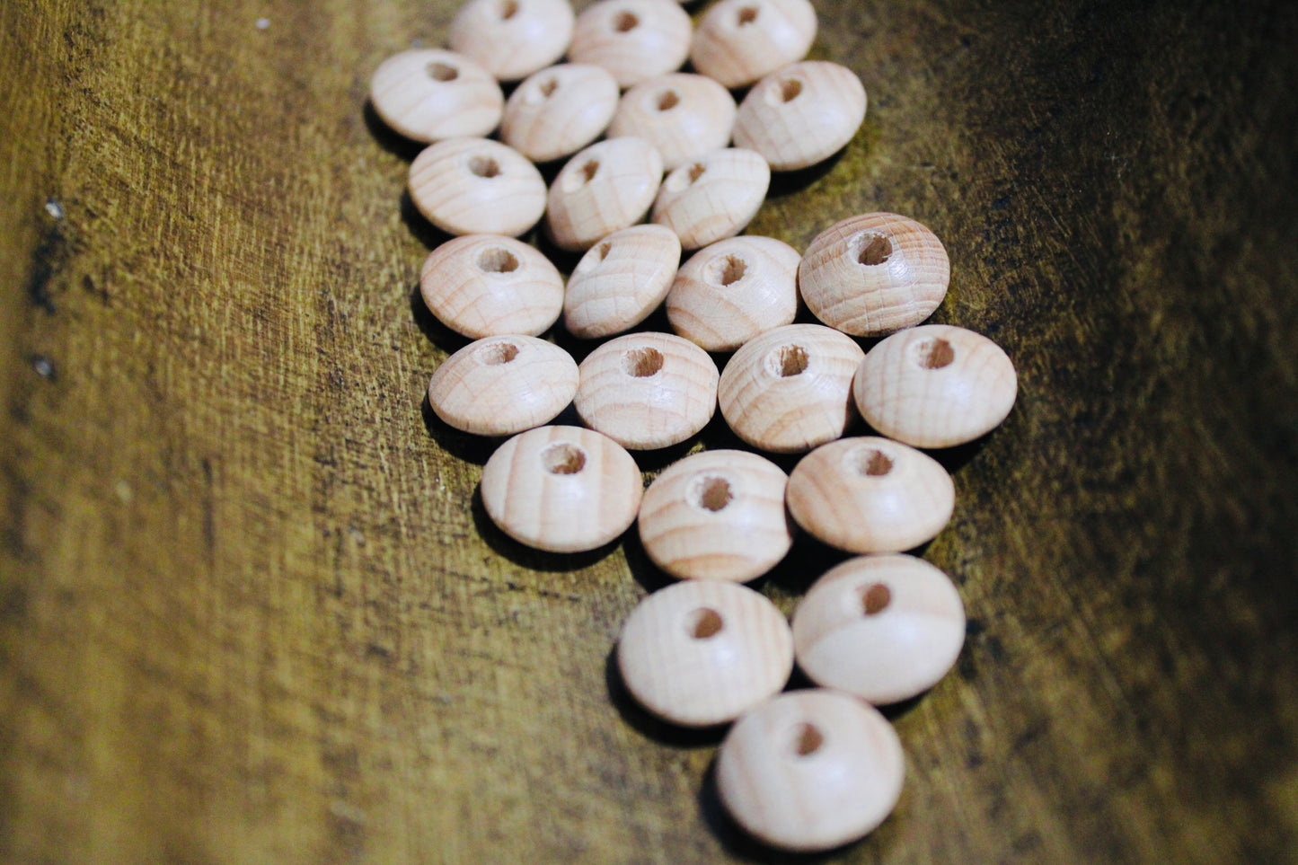 14mm Natural Wood Lentil Spacer Bead 25 Count Bag