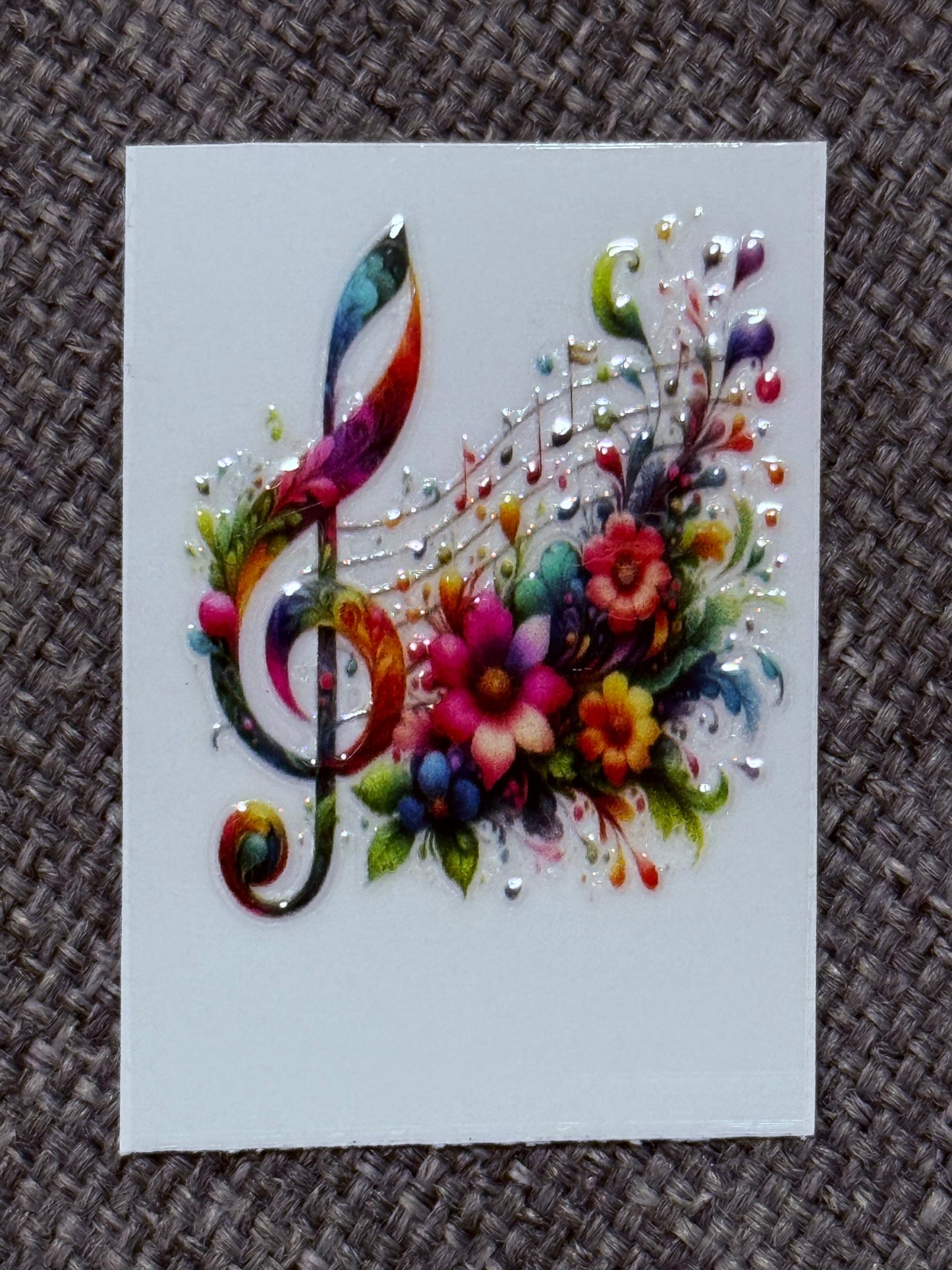 2x2 Floral Music Notes UV DTF Transfer – Treble Clef & Flowers