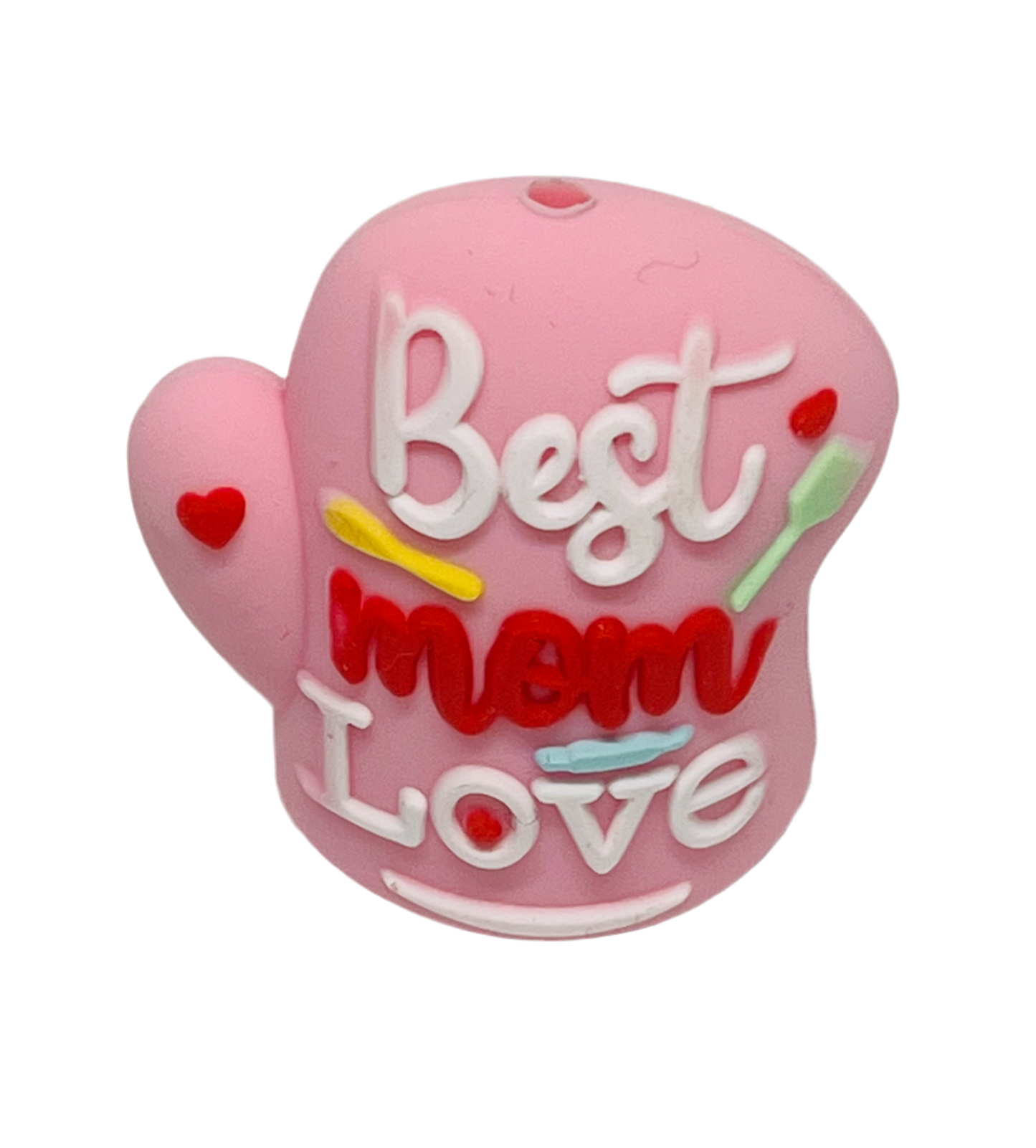 Best Mom Love Silicone Focal Bead Pen Beading Pink White Red