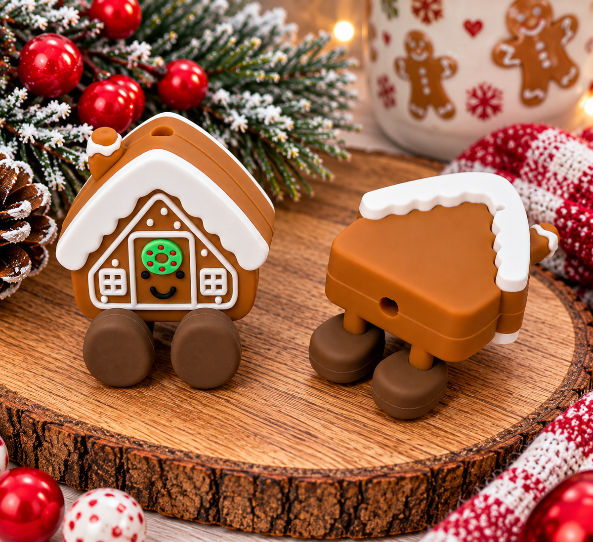Home Sweet Gingerbread | Christmas Gingerbread House Silicone Focal Bead