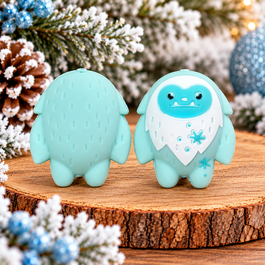 Pastel Blue Winter Yeti Silicone Focal Bead | Snow Monster Craft Supplies