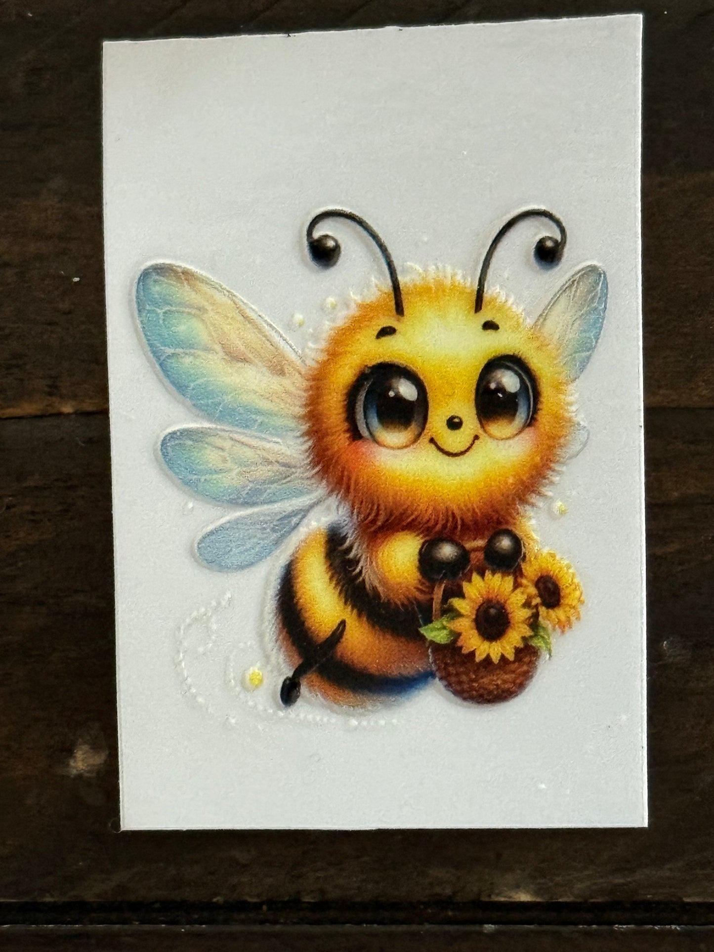2x2 Cute Bee Sunflower UV DTF Decal | Waterproof Tumbler & Glass Cup Transfer Sticker