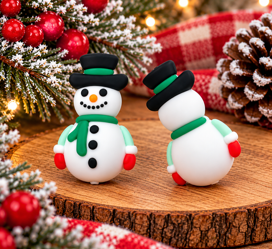 Mr. Merry Snowflake | Christmas Snowman Silicone Focal Bead