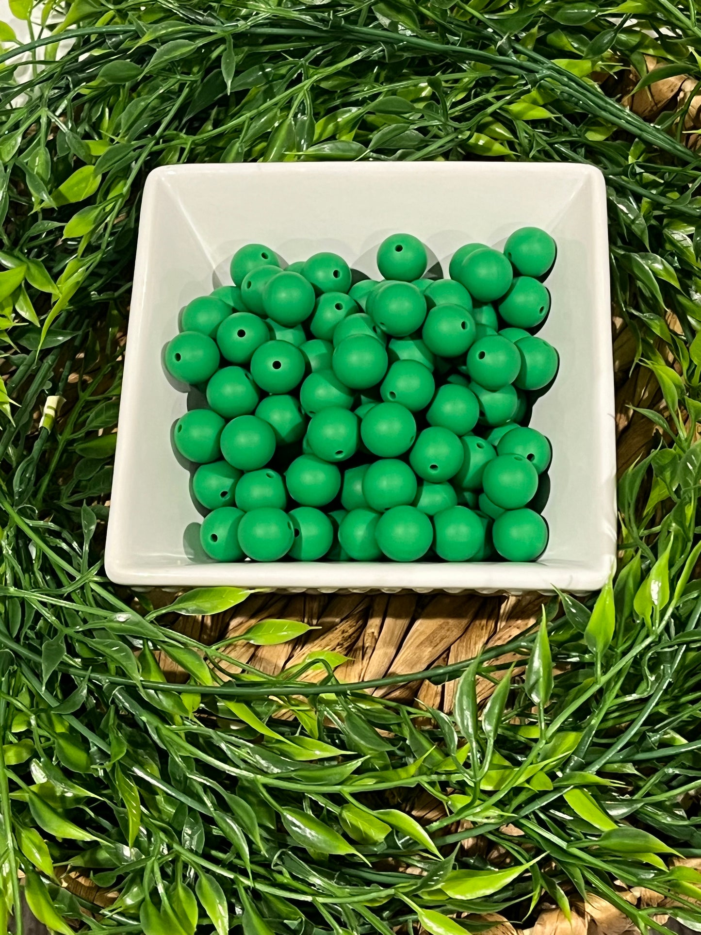 Silicone 15mm Christmas Green Bead