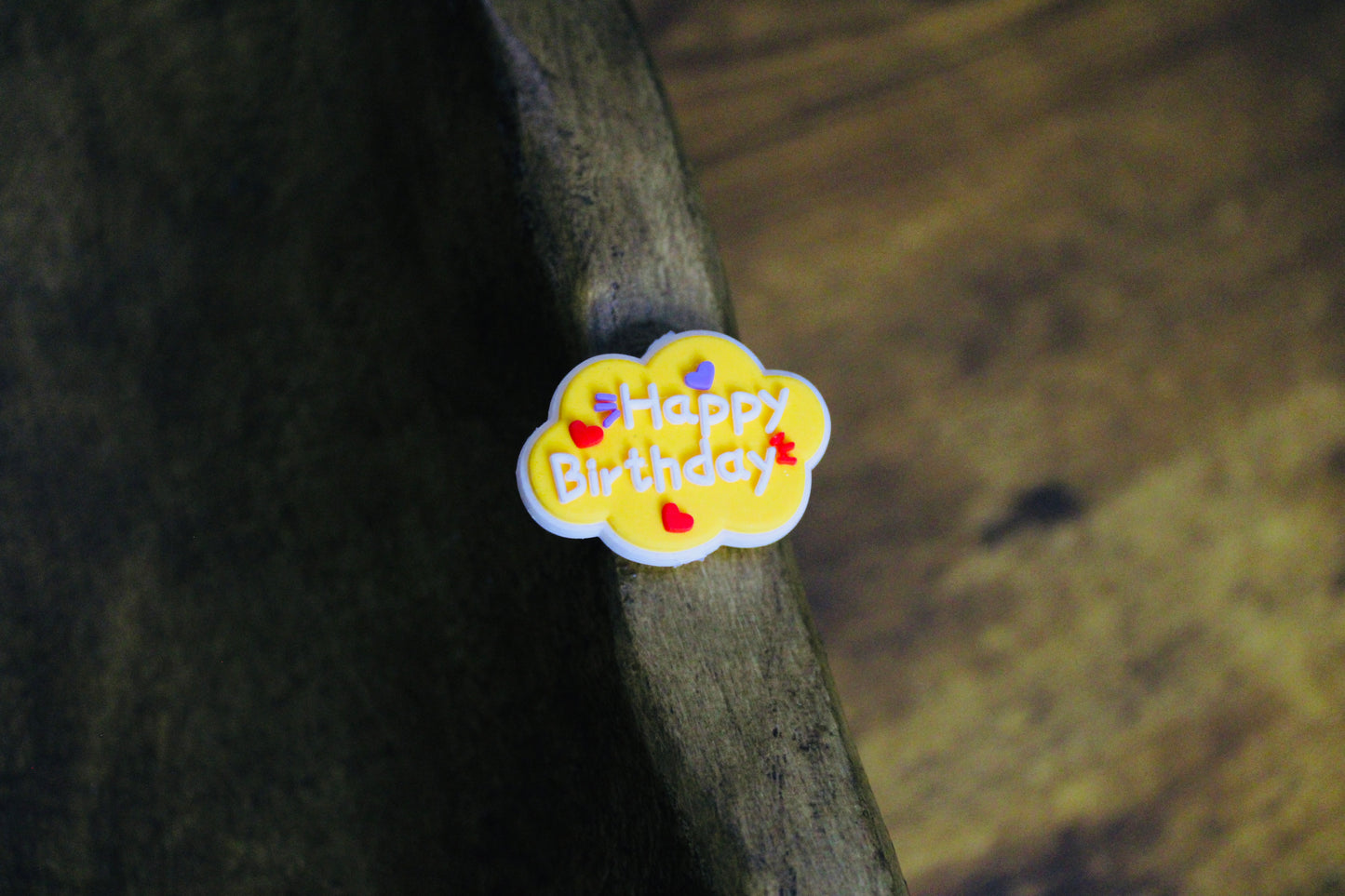 Happy Birthday Silicone Focal Bead Yellow Red White Purple