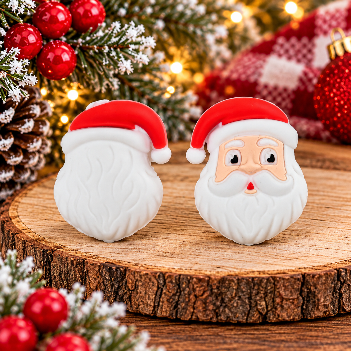 Santa Claus Silicone Focal Bead | Christmas DIY Craft Supplies