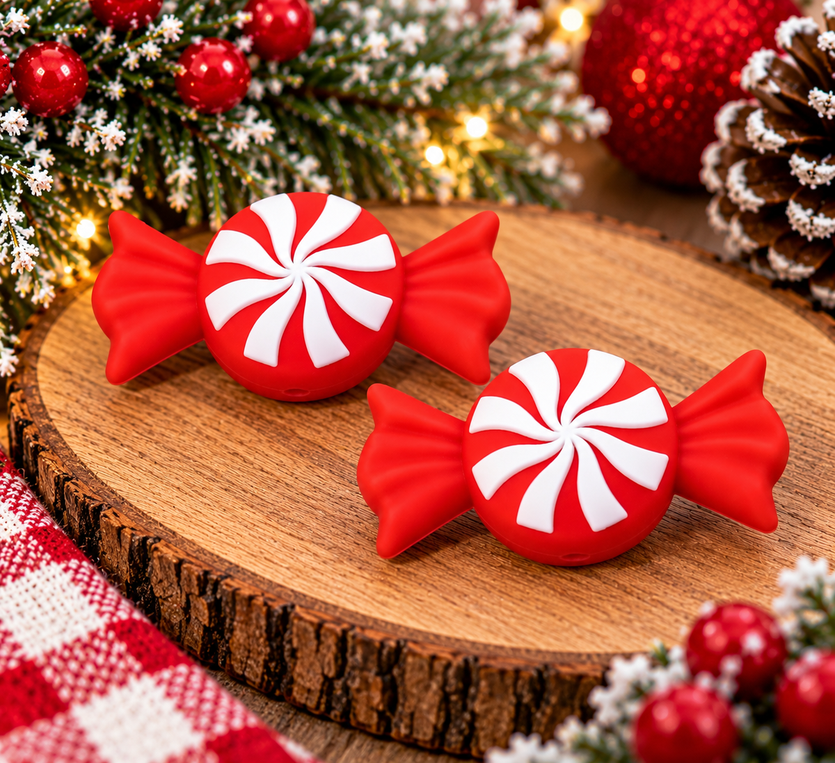 Peppermint Wishes & Candy Kisses | Christmas Silicone Candy Focal Bead