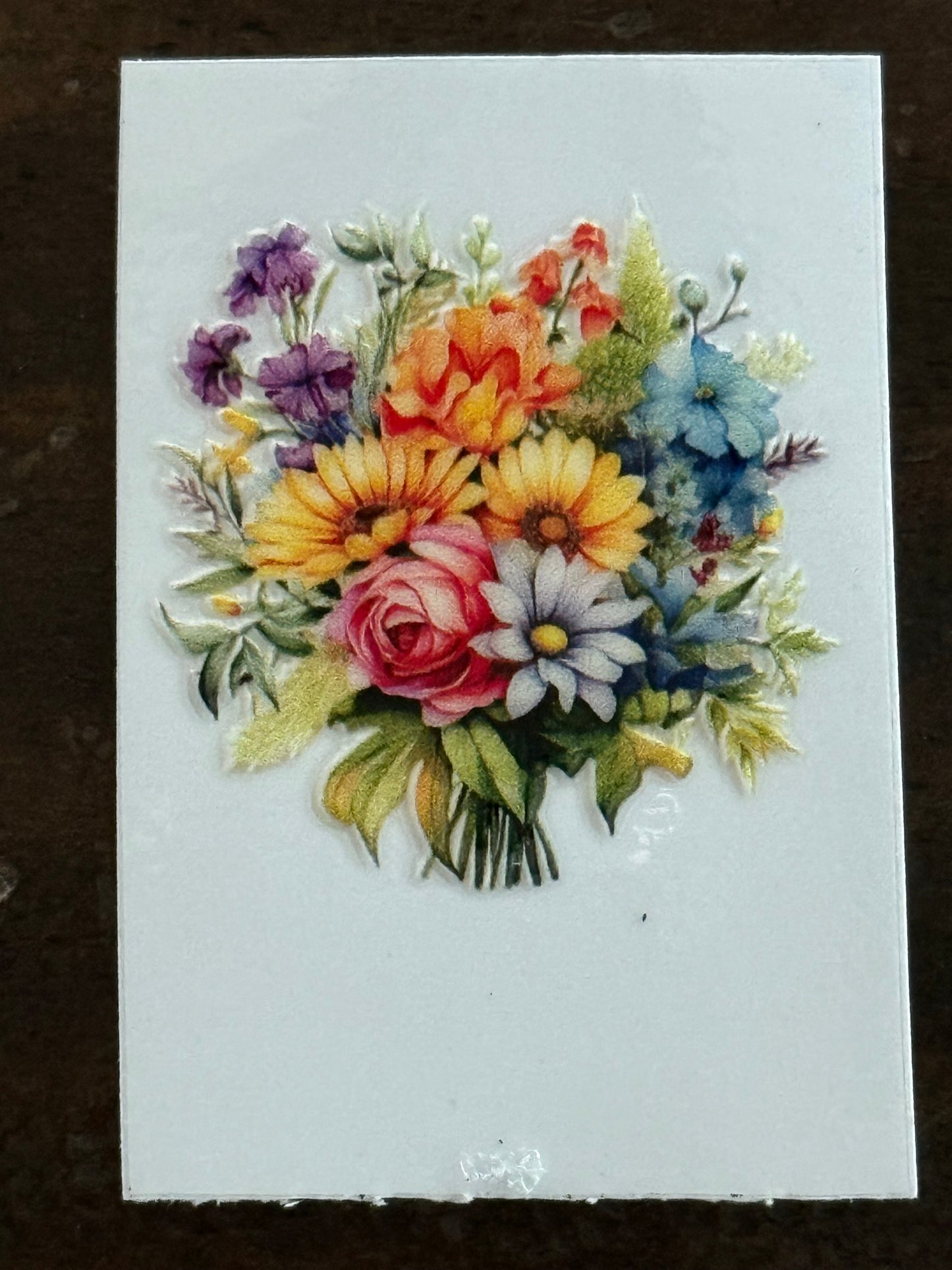 Floral Bouquet UV DTF Decal | 2x2 Waterproof Full-Color Flower Transfer for Glass, Tumblers & Crafts