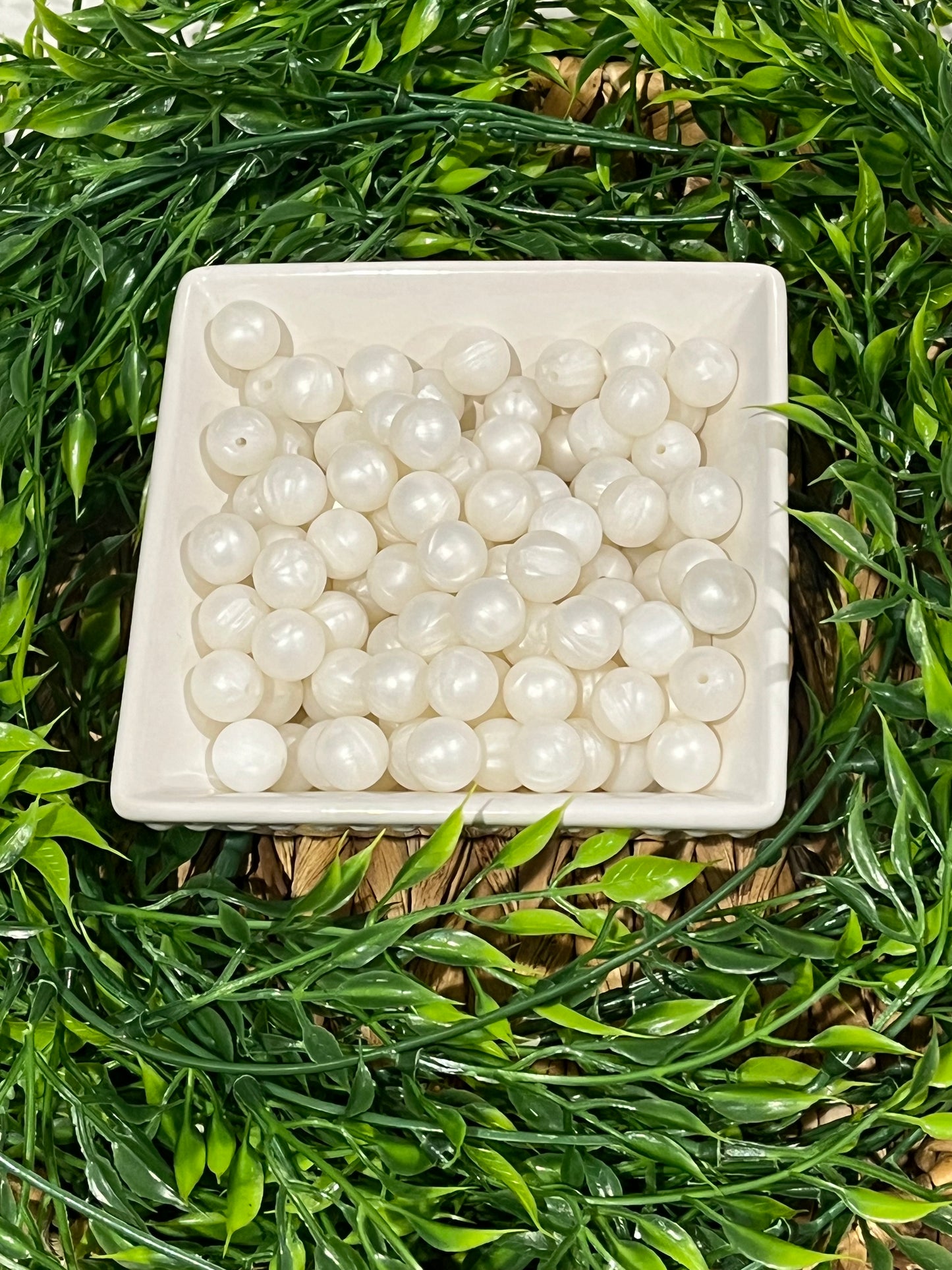 Silicone 15mm Pearl White Bead