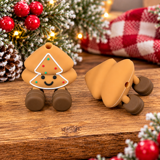 Gingerbread Christmas Tree Silicone Focal Bead | Cute Holiday Craft Supplies