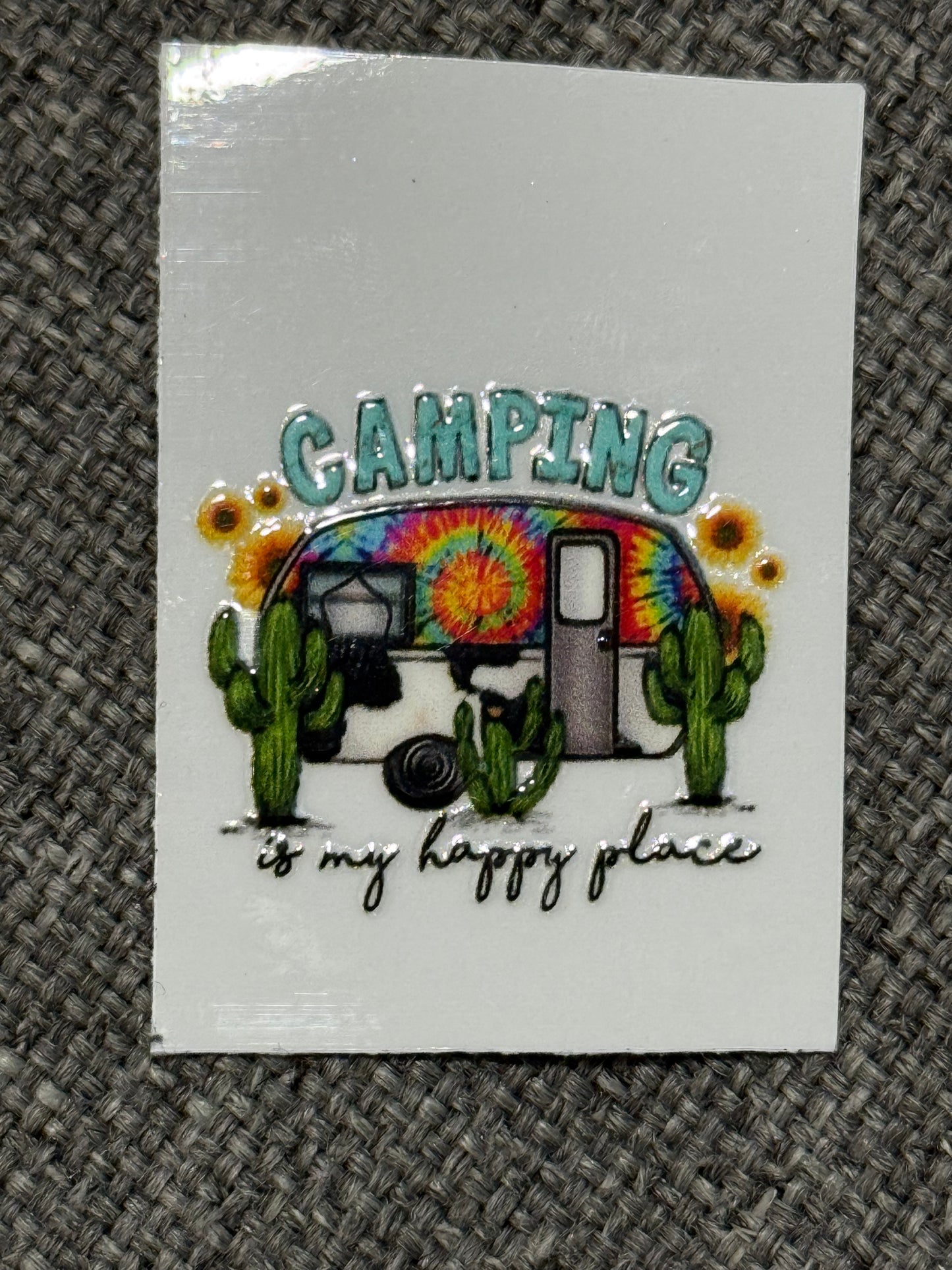 2x2 Vintage Camp Life UV DTF Decal – Campfire & Letters Design