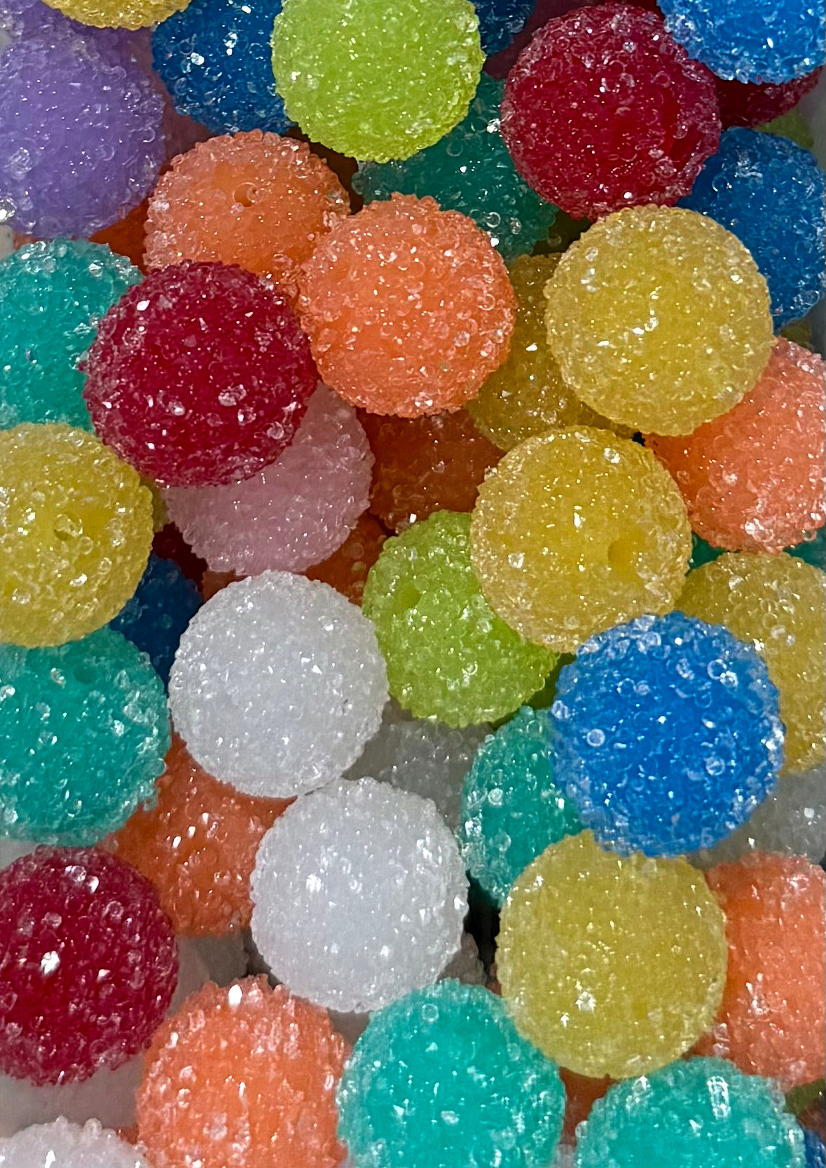 20mm Mixed Color Sugar Beads – 15 Count Bag of Sparkly Resin Round Beads for Keychains, Jewelry & DIY Crafts