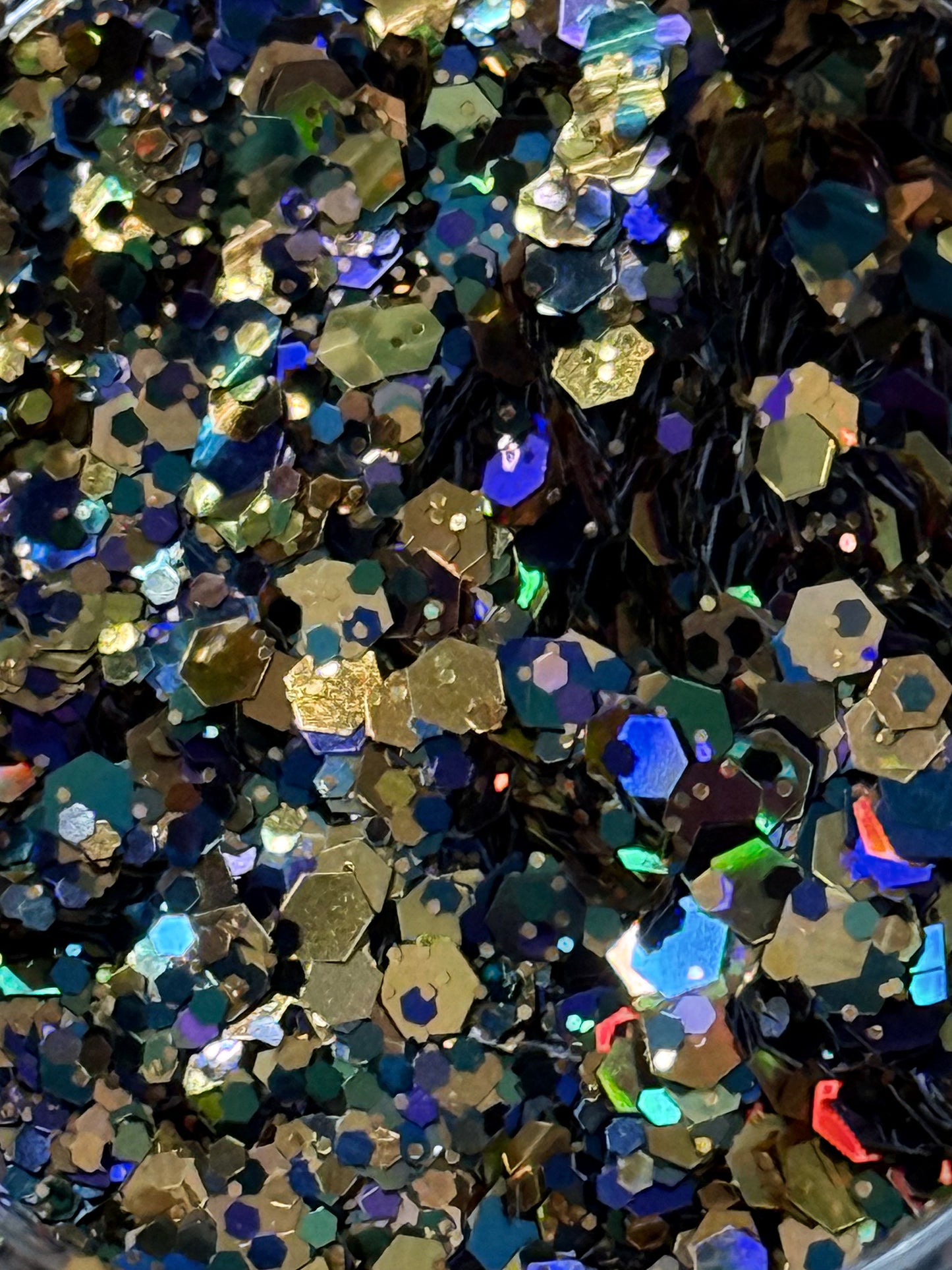 Cosmic Fortune – Chunky & Fine Glitter Mix | Gold Blue Galaxy Sparkle | 0.5 oz