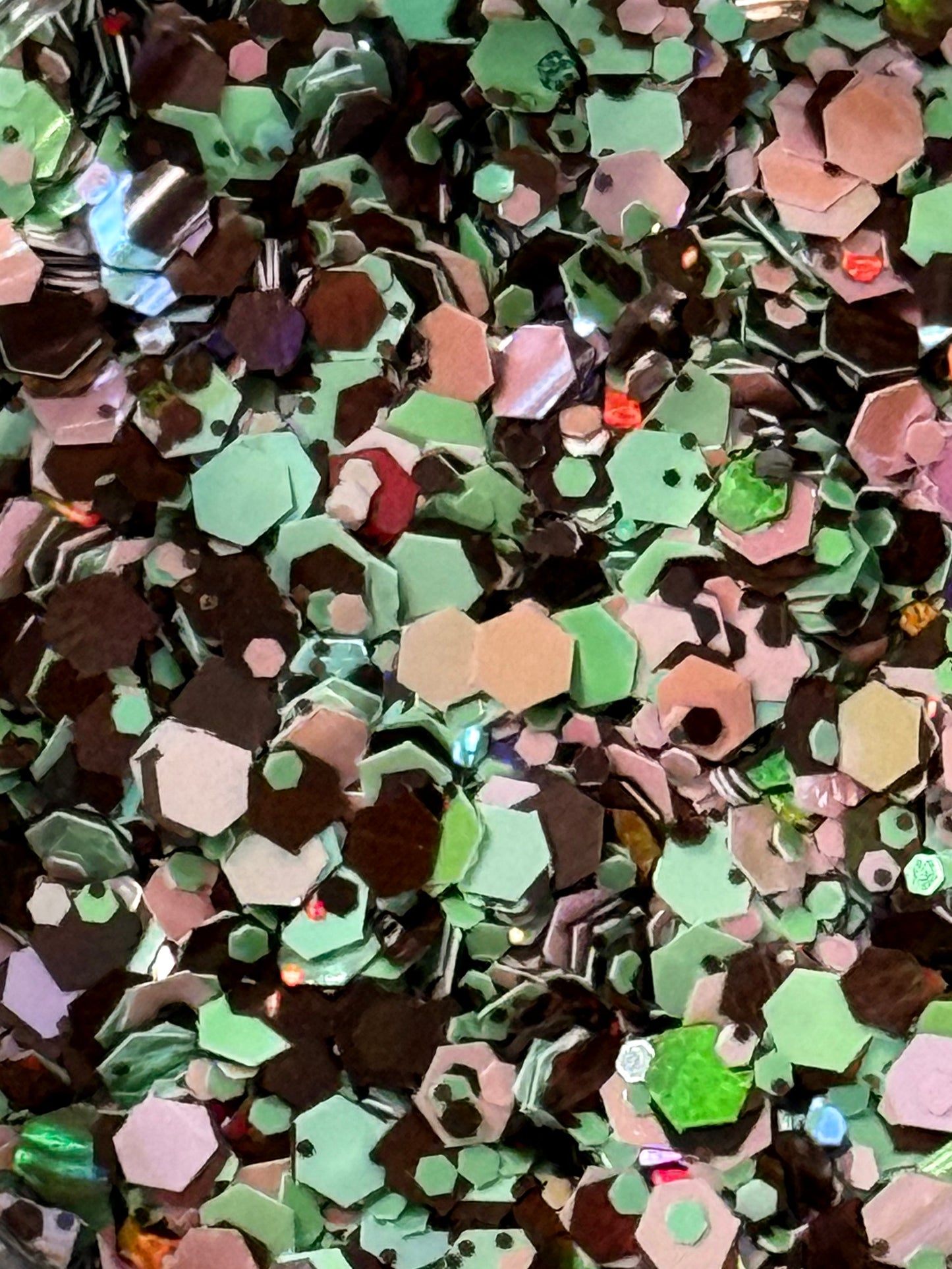 Pistachio Petals – Chunky & Fine Glitter Mix | Soft Green, Blush & Earthy Sparkle | 0.5 oz