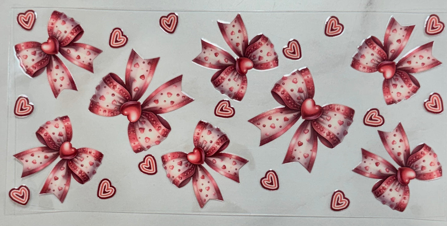 #21 Valentine Heart Bow 16oz UV DTF Cup Wrap Decal