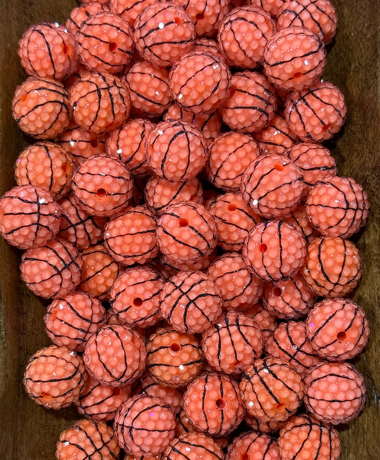 Basketball 20mm Acrylic Rhinestone Bead