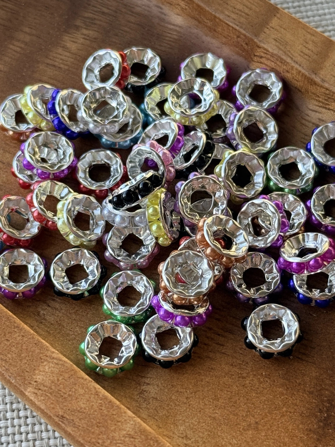 10mm Pearl Spacer Bead Mix Multi-color 25 Count