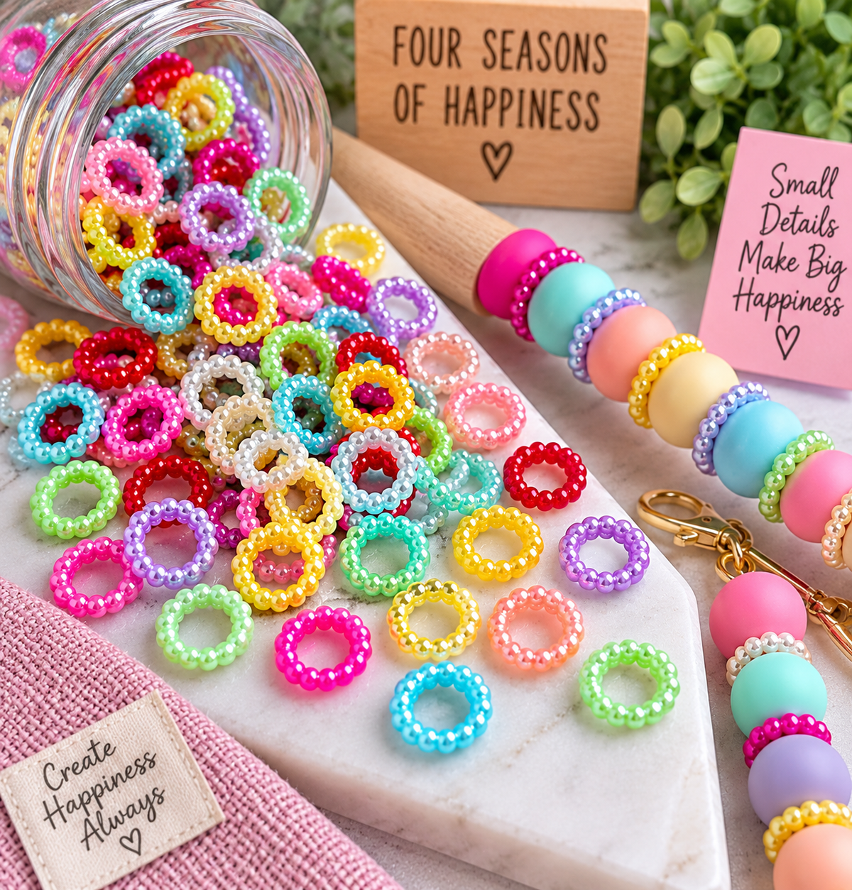 Multicolor Pearl Ring Spacer Beads | Assorted Colors