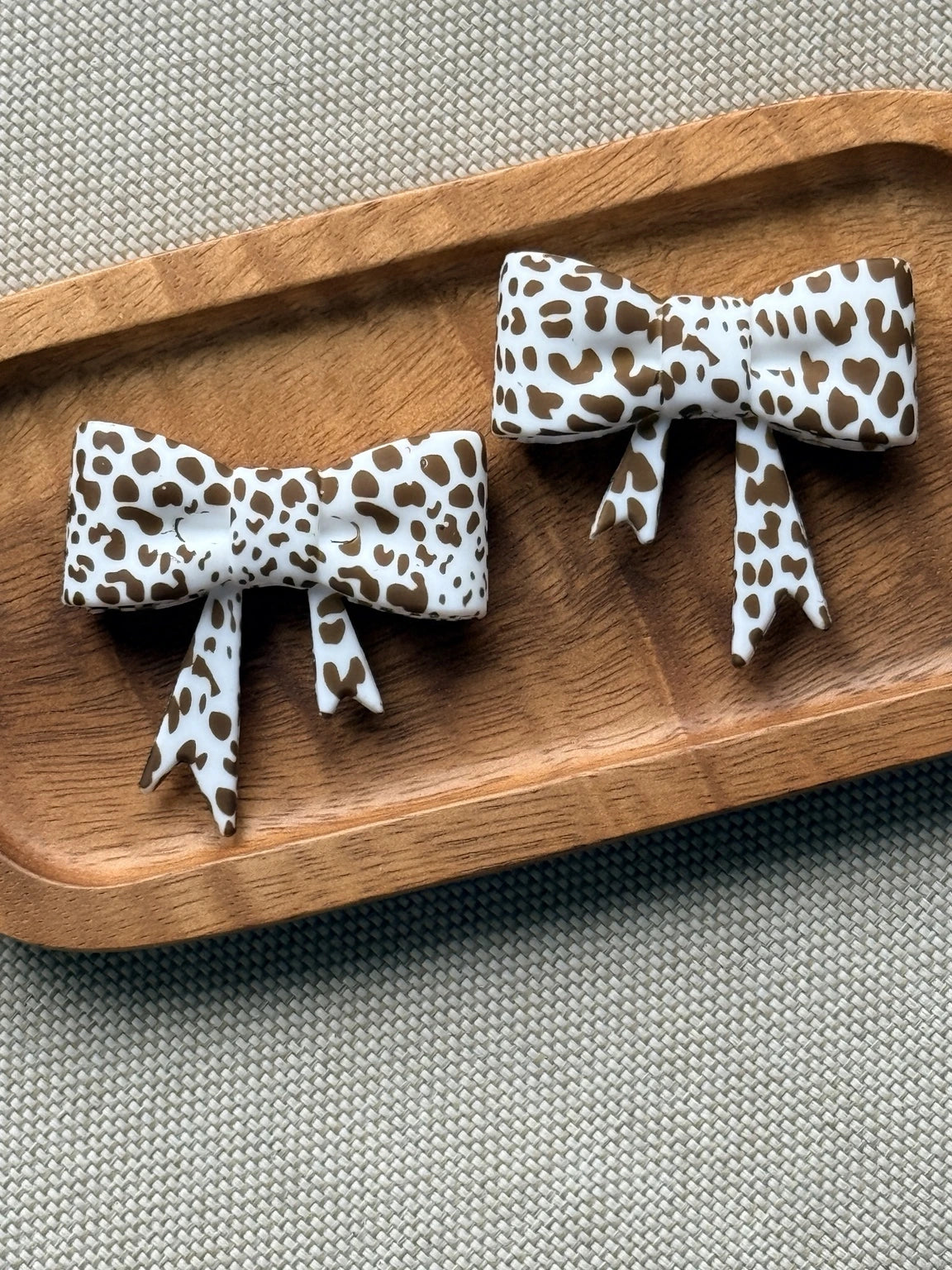 Brown Country Cowhide Large Silicone Bow Focal Bead | FSOH