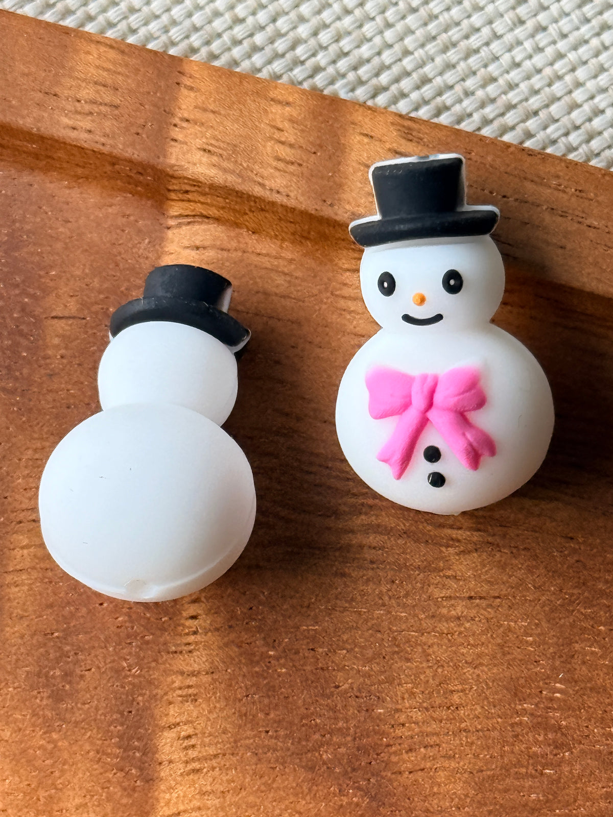 Snowman Bowknot 3D Silicone Focal Bead | Christmas Craft Supplies