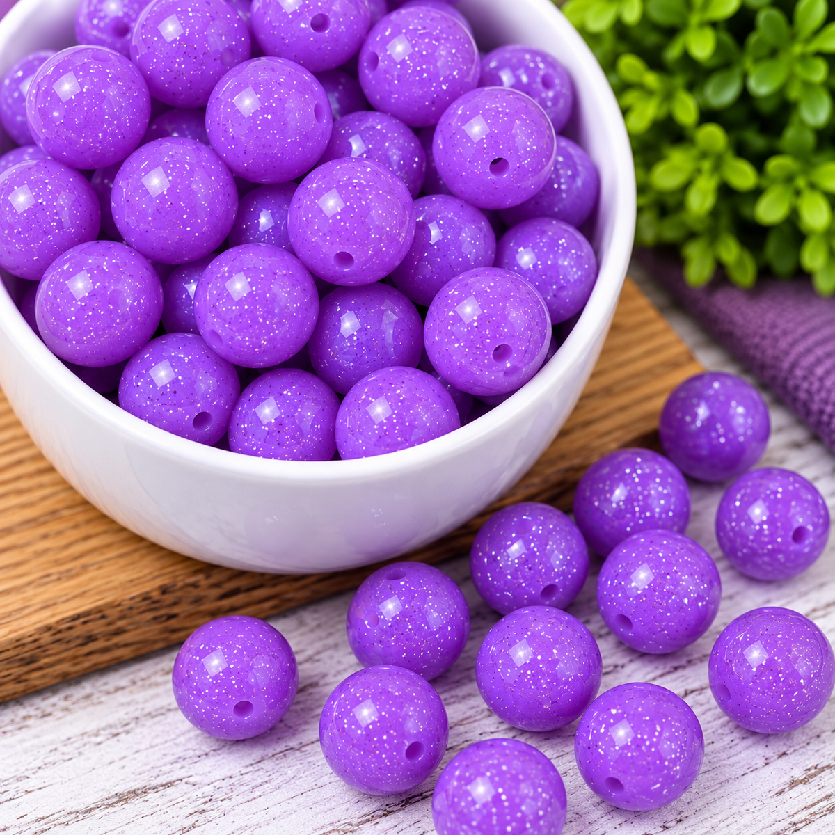 Amethyst Aura Jelly™ | 15mm Glitter Purple Silicone Round Beads – Translucent Jelly Beadable Craft Supplies | Four Seasons of Happiness