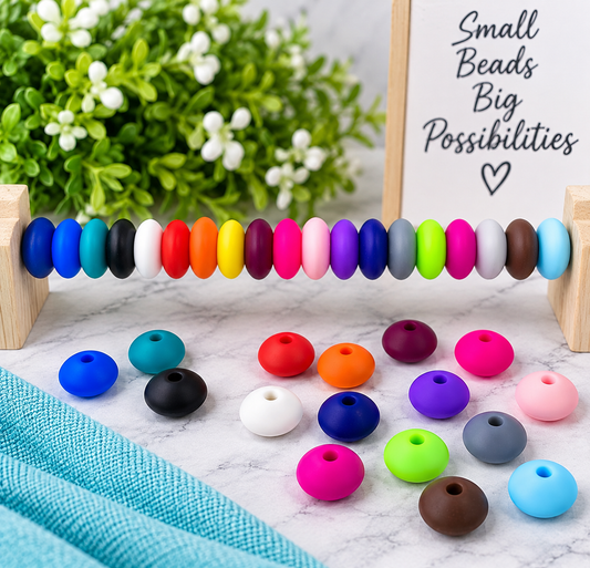 12mm Mixed Color Silicone Lentil Spacer Beads – 50 or 100 Count | FSOH