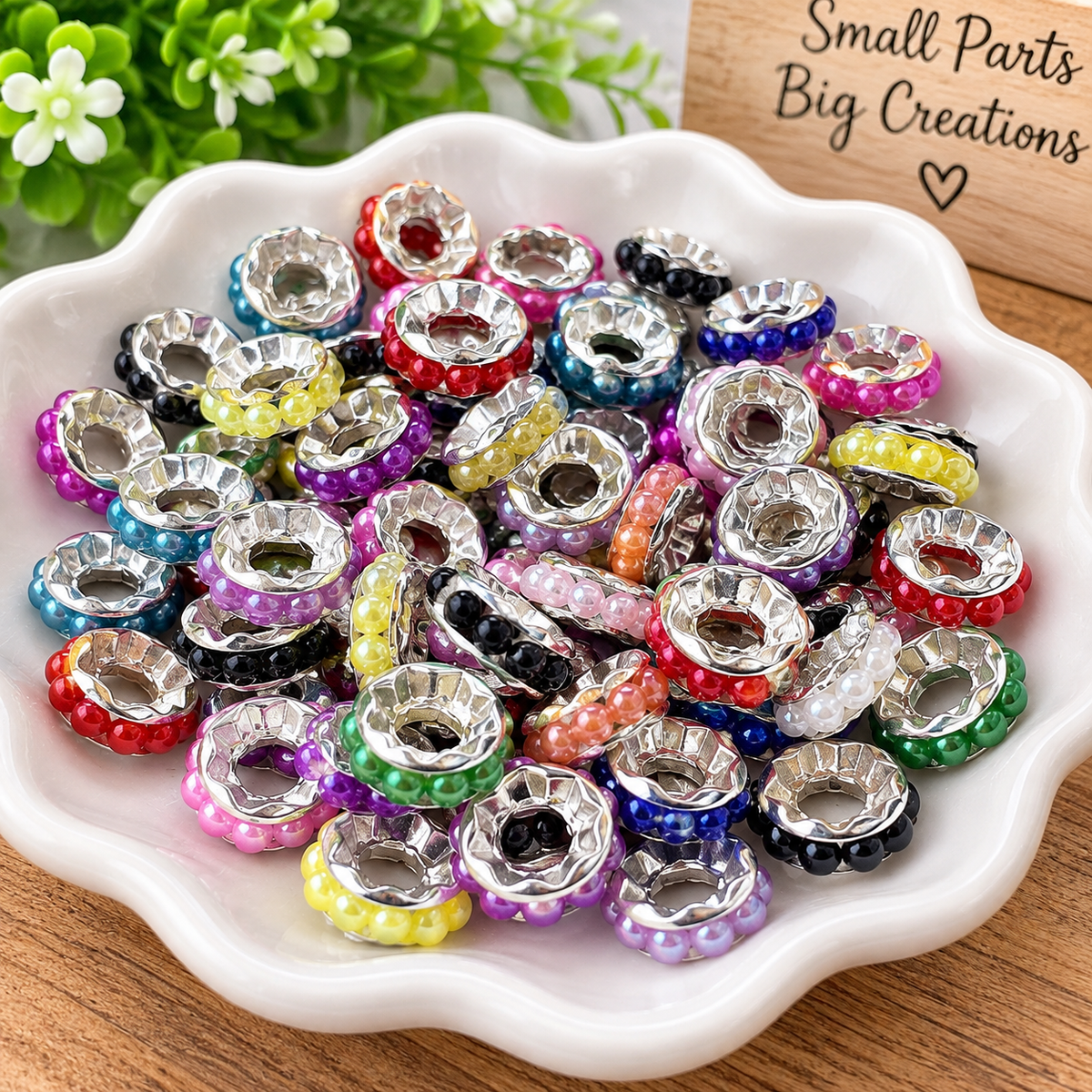 10mm Pearl Spacer Bead Mix Multi-color 25 Count