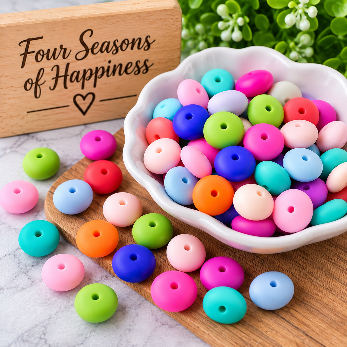 14mm Mixed Color Silicone Abacus Spacer Beads – 25 Count | FSOH