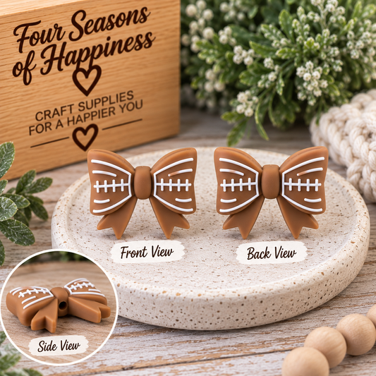 Football Bow – Silicone Focal Bead