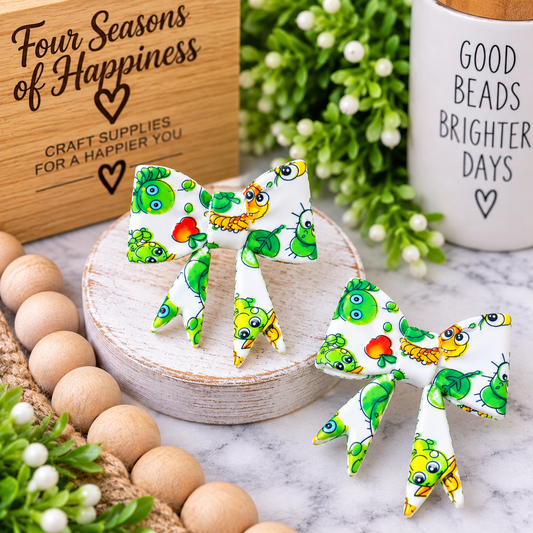 Garden Critters Large Printed Silicone Bow Focal Bead