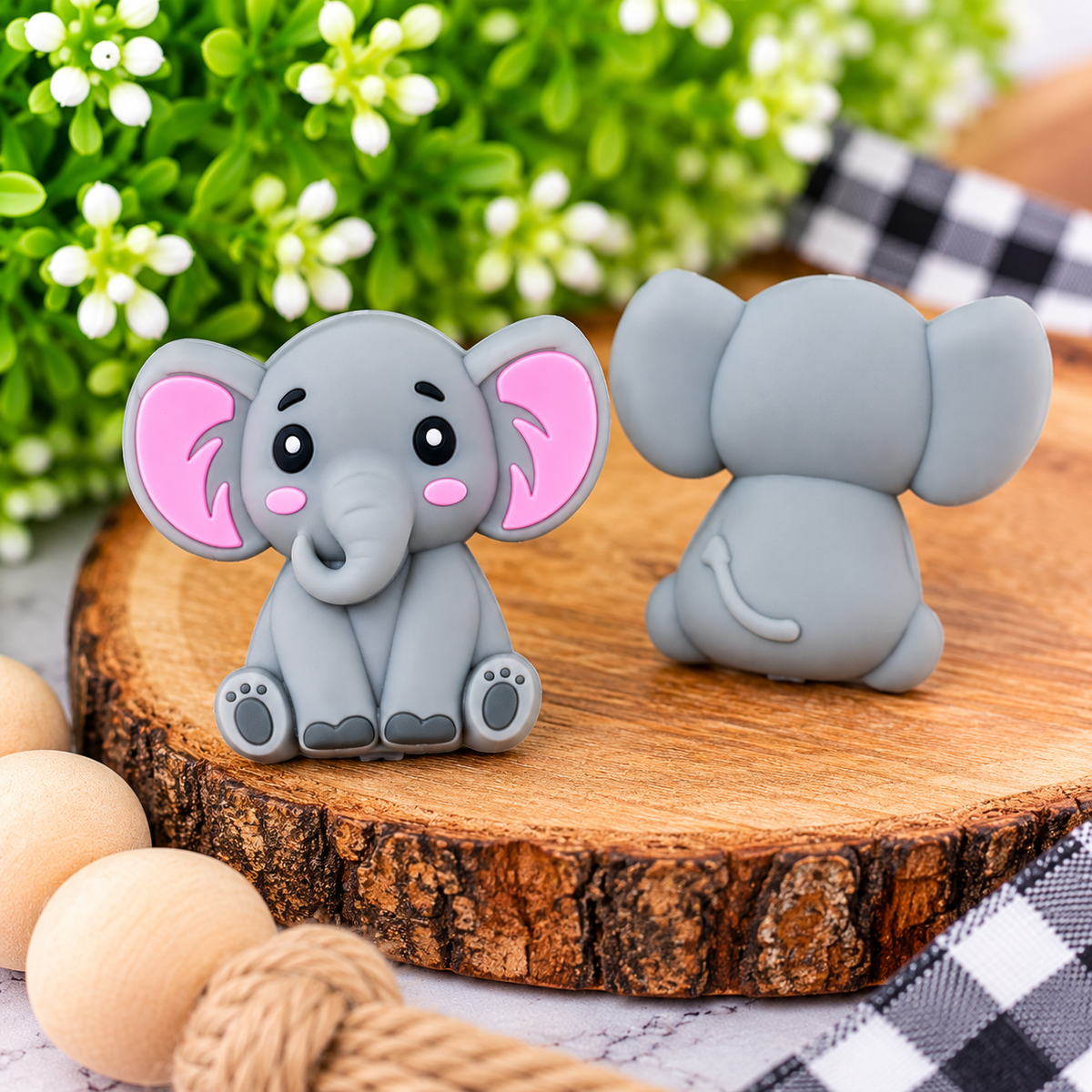 Ellie The Elephant – 3D Silicone Focal Bead | Sold Individually