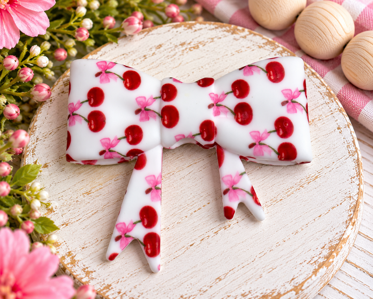 Cherry Kiss – Large Silicone Bow Focal Bead