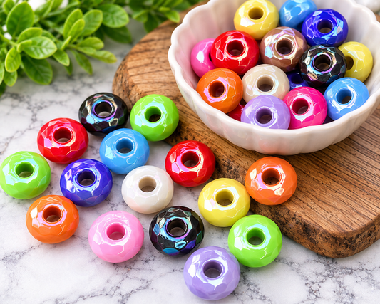 FSOH Acrylic Wide Mouth Faceted Spacer Beads | 25 Count Mixed Color Acrylic Spacer Beads