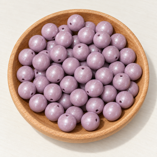 Lilac Opal 15mm Silicone Beads – Pastel Purple Shimmer Spacer Beads | FSOH