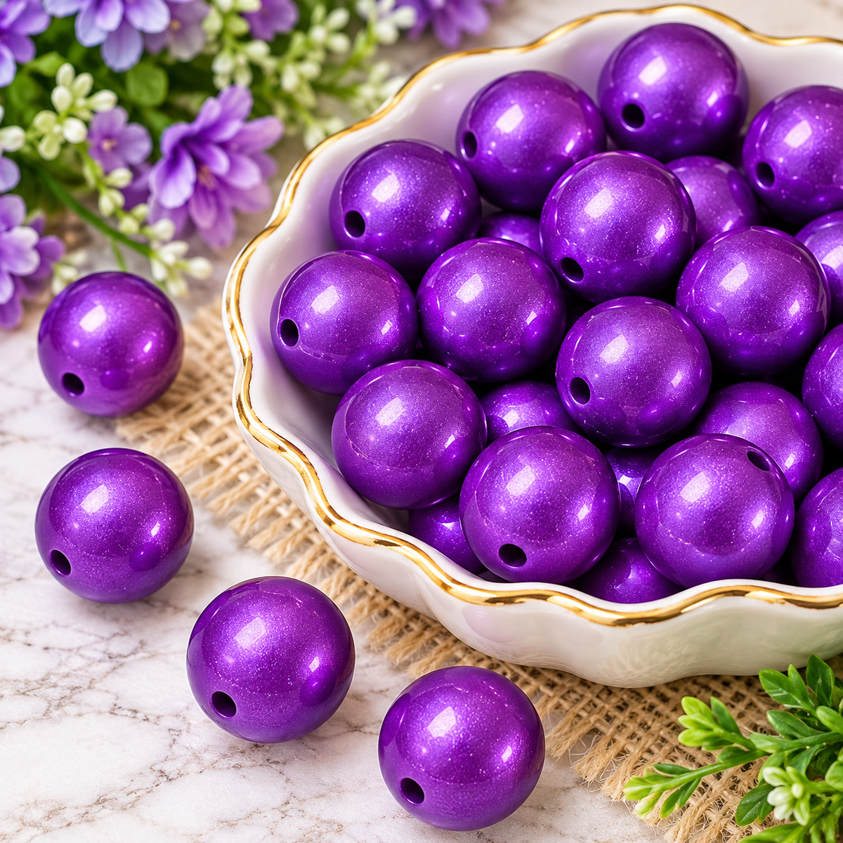 Royal Amethyst | 15mm Metallic Silicone Round Beads
