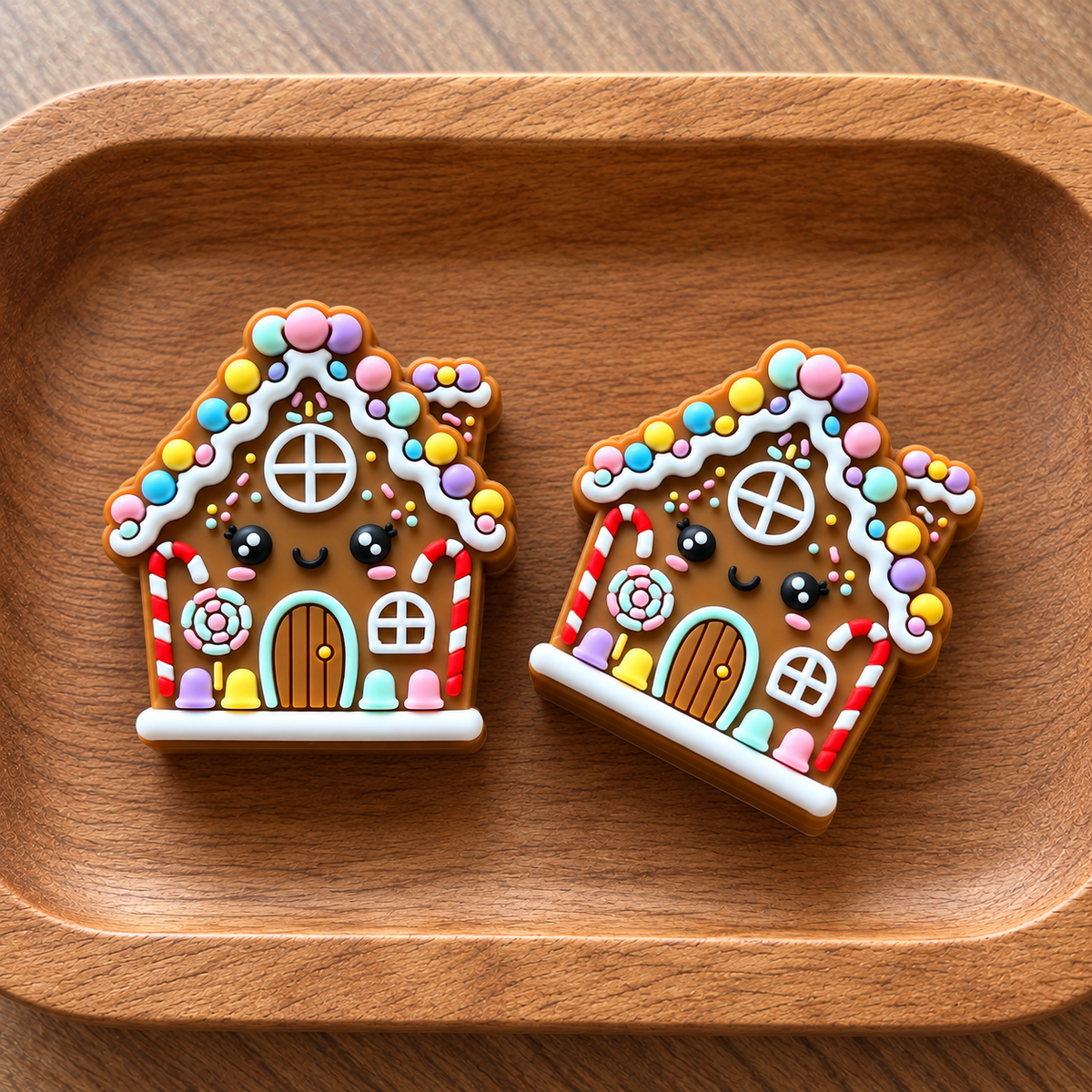 Pastel Gingerbread House Silicone Focal Bead | Sold Individually