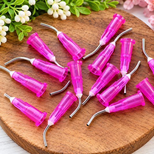 Pink 18G Pre-Bent Precision Dispensing Tips for Glue & Adhesives – 10ct