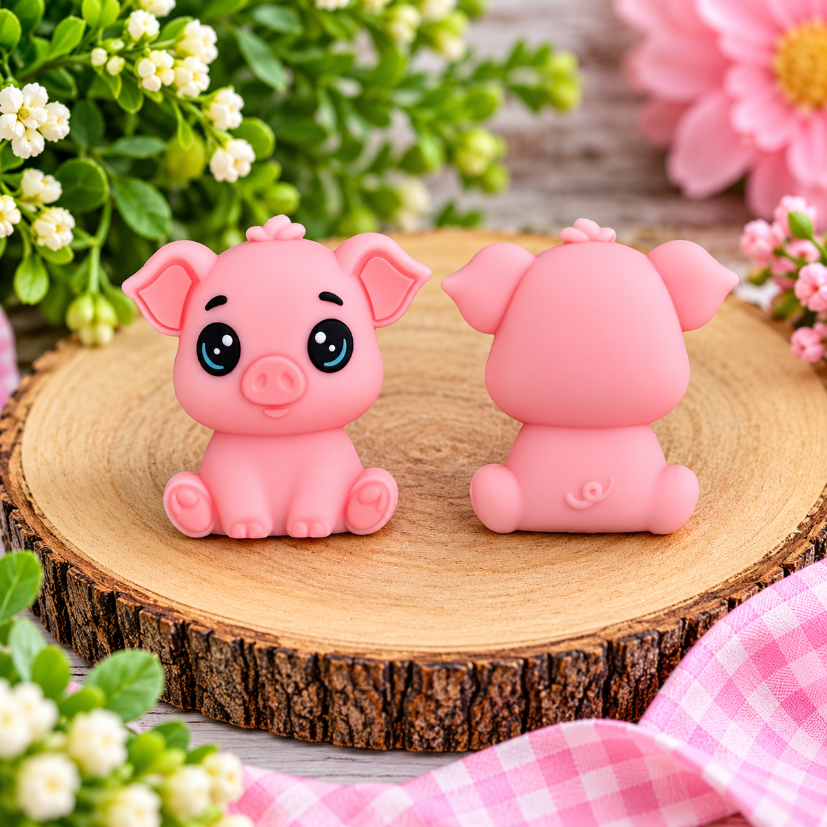 Pretty in Pink Piggy Silicone Focal Bead | Cute Farm Animal