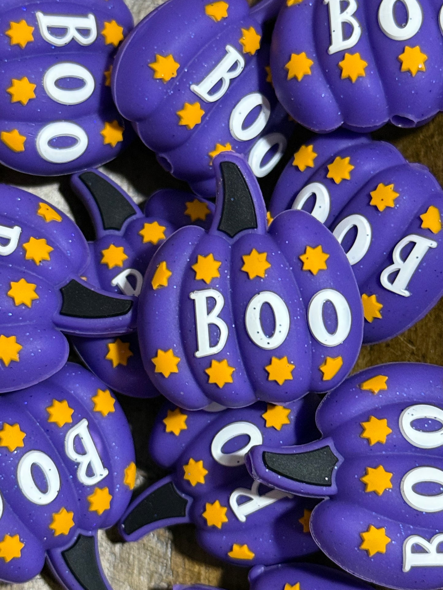 Boo Purple Pumpkin Halloween Silicone Focal Bead