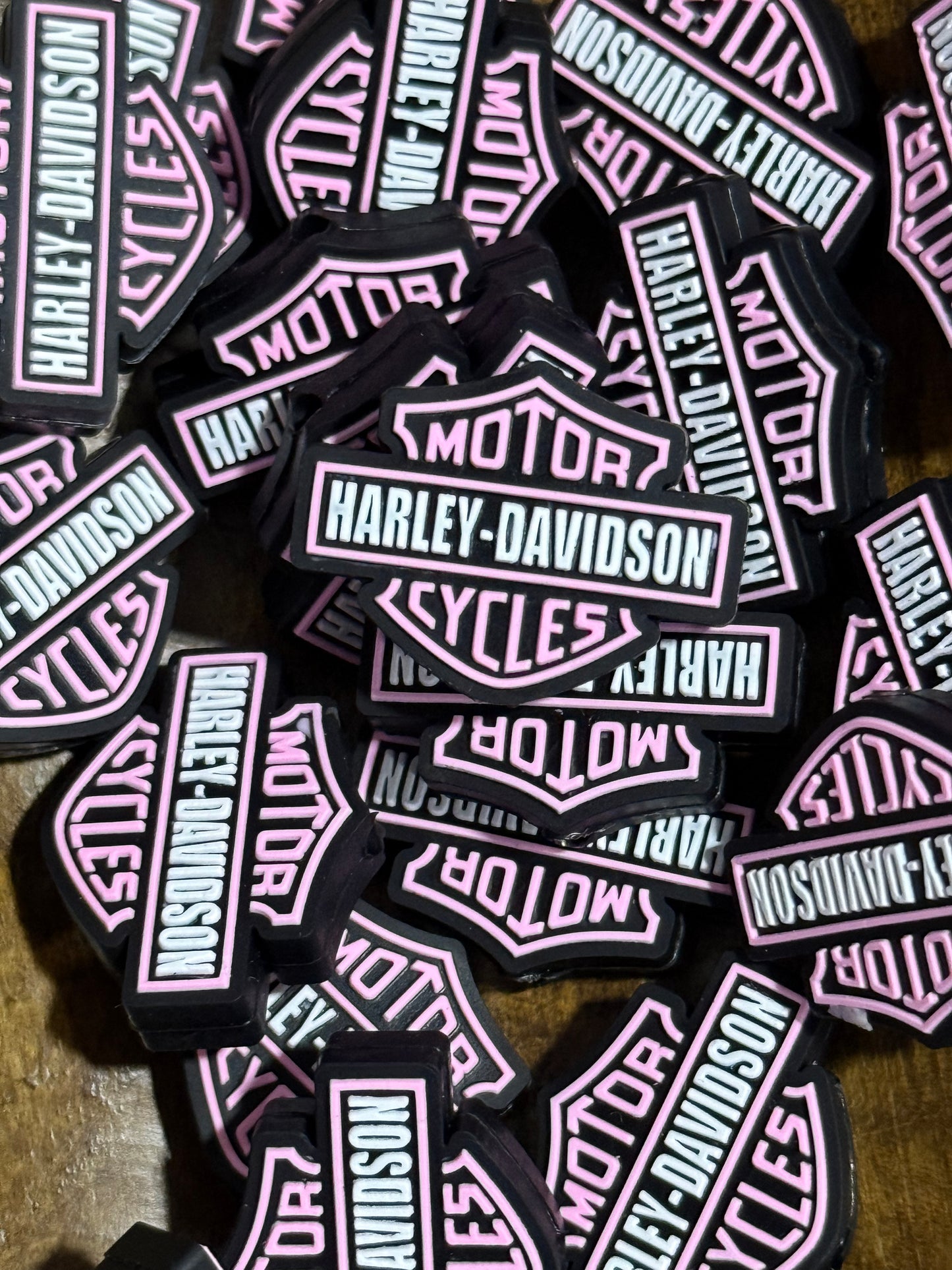 Pink Biker-Inspired Motorcycle Silicone Focal Bead