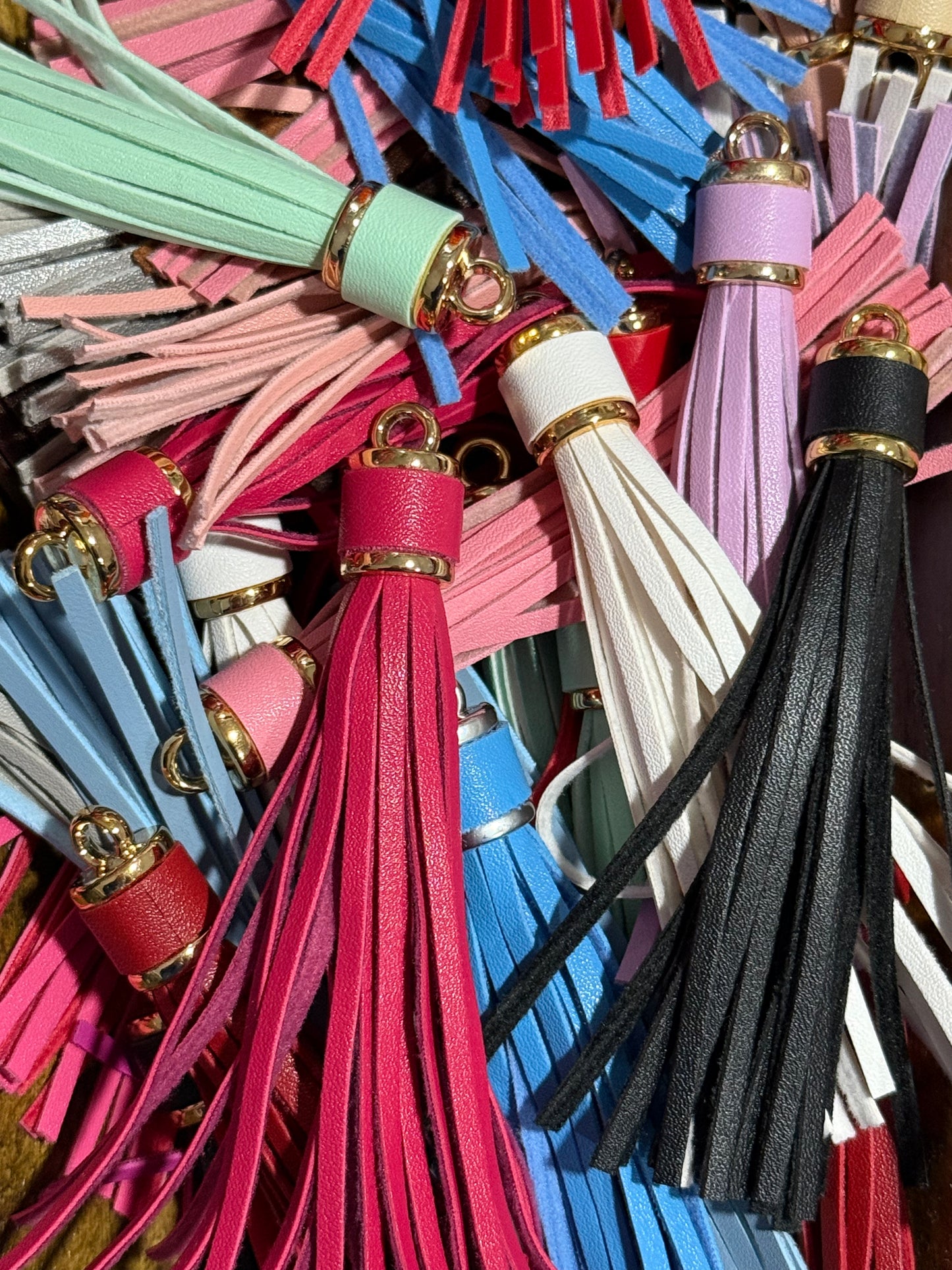 4” Mixed Color Faux Leather Tassel Set – 10 Pack