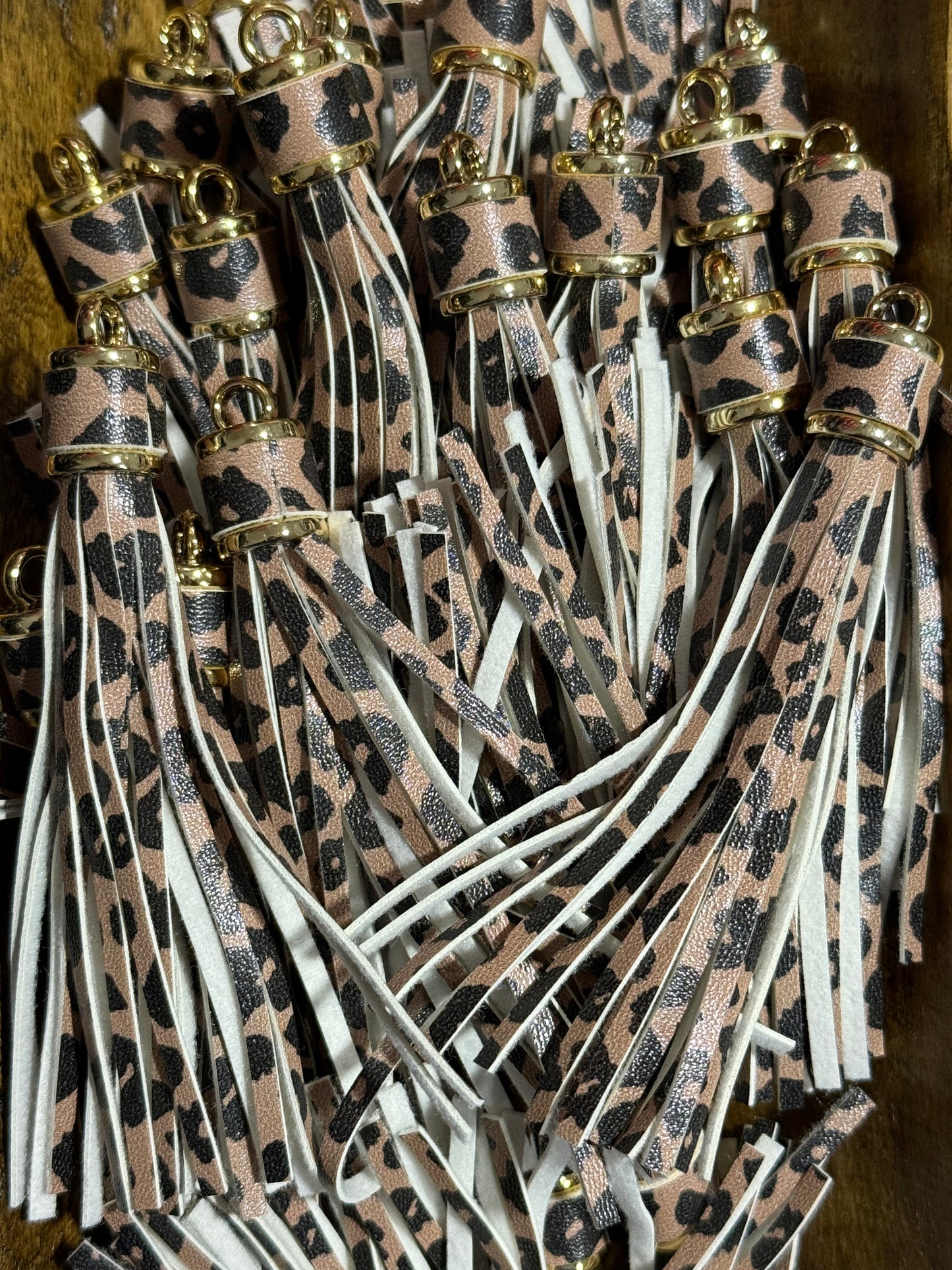 Leopard Print Faux Leather Tassel – 4” Keychain & Craft Accessory