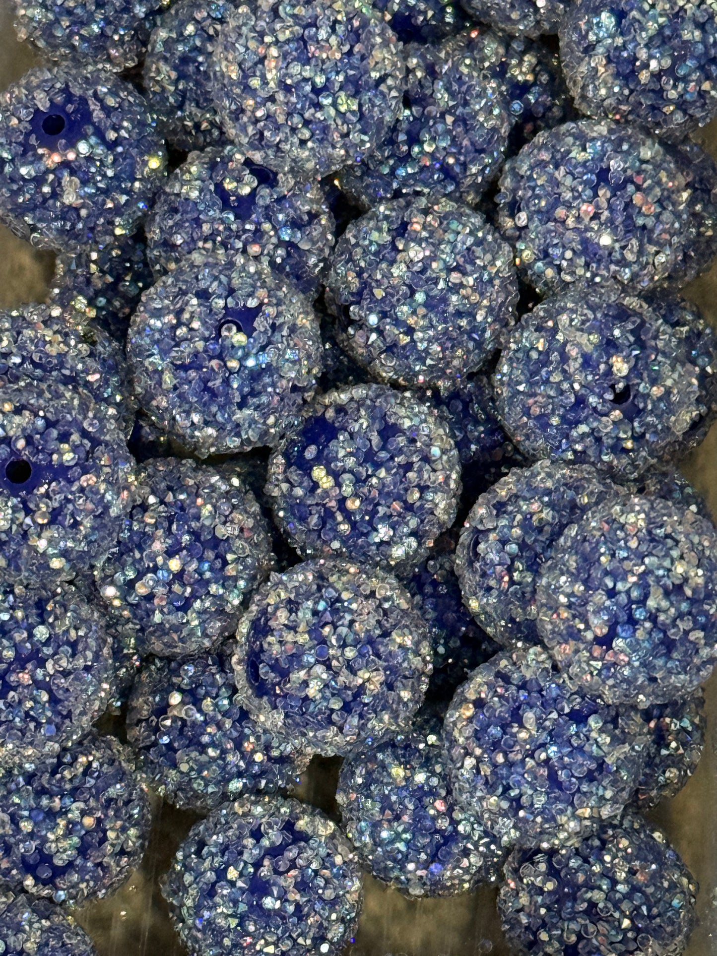 20mm Navy Blue Sugar Beads – Sparkle Resin Round Beads for Keychains, Jewelry &
