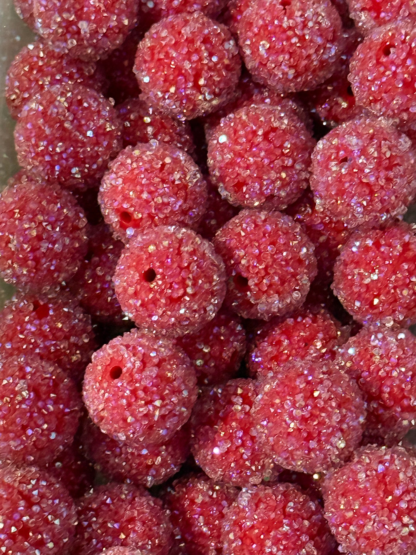 20mm Red Sugar Beads – Sparkly Resin Round Beads for Keychains, Jewelry & DIY Crafts