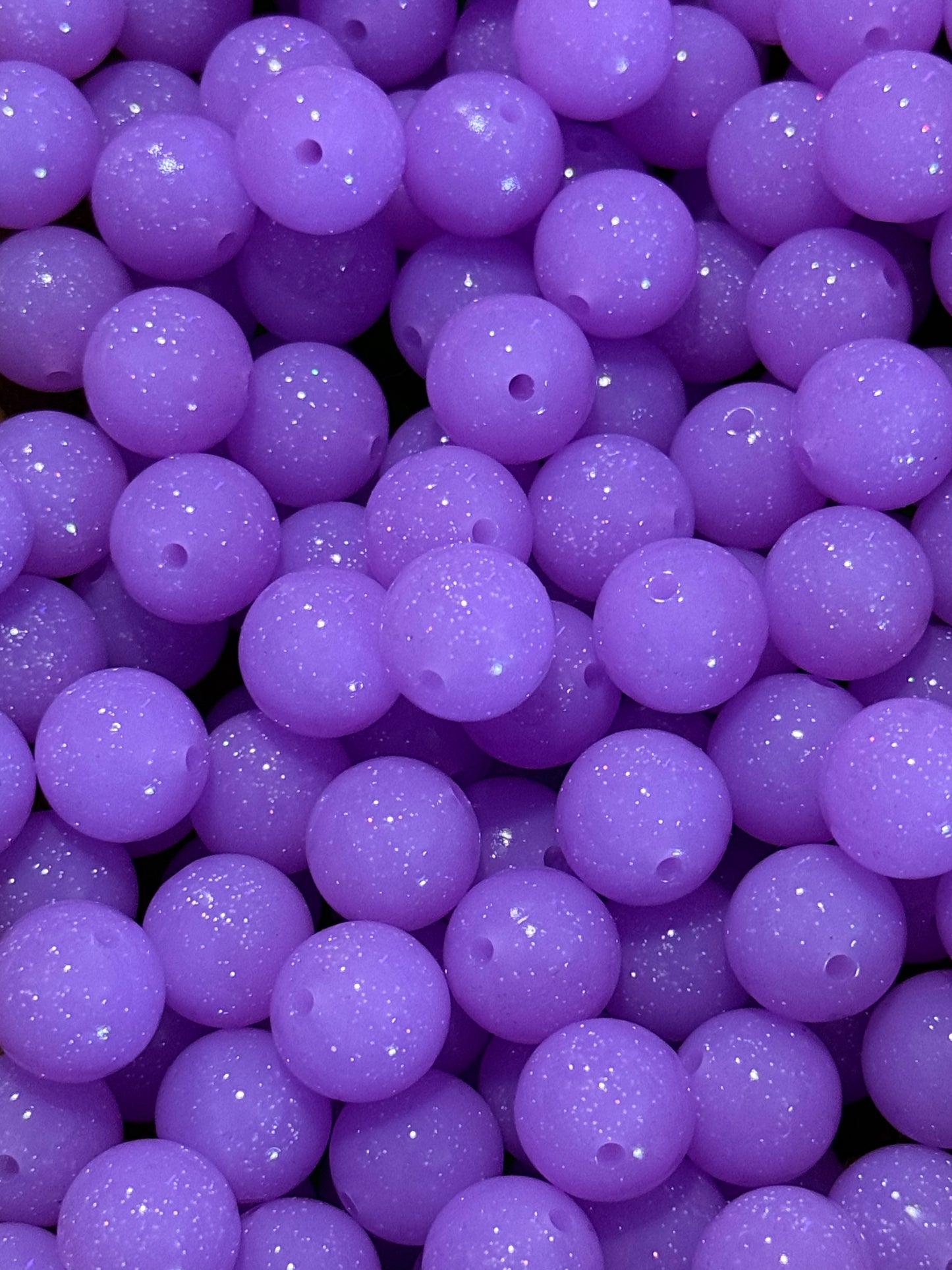 Purple 15mm Silicone Liquid Glitter Beads | Round Sparkle Silicone Beads for Keychains & DIY Crafts