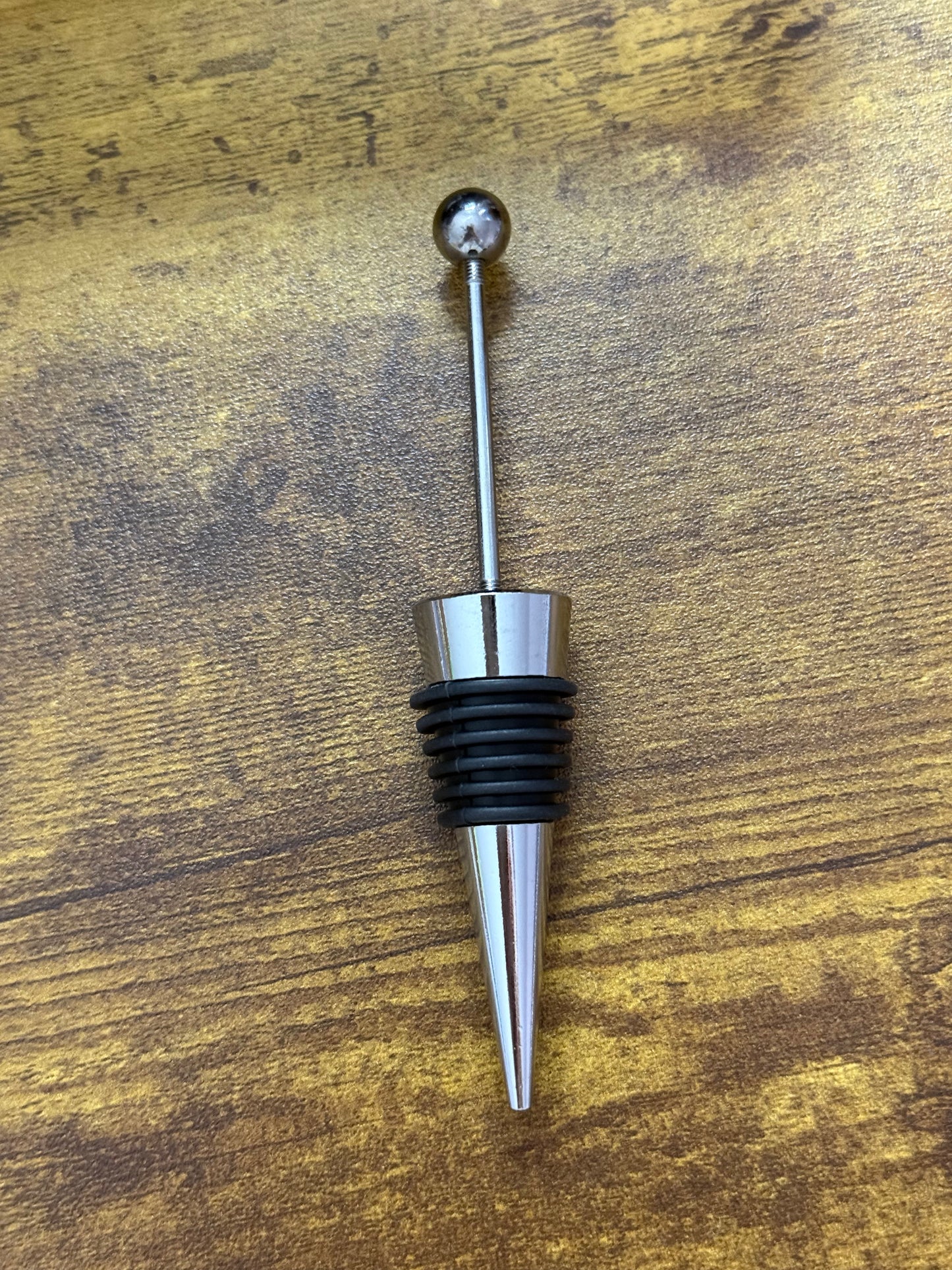 Beadable Wine Stopper Blank – Stainless Steel & Silicone Reusable Bottle Stopper for DIY Crafts, Gifts & Custom Wine Accessories