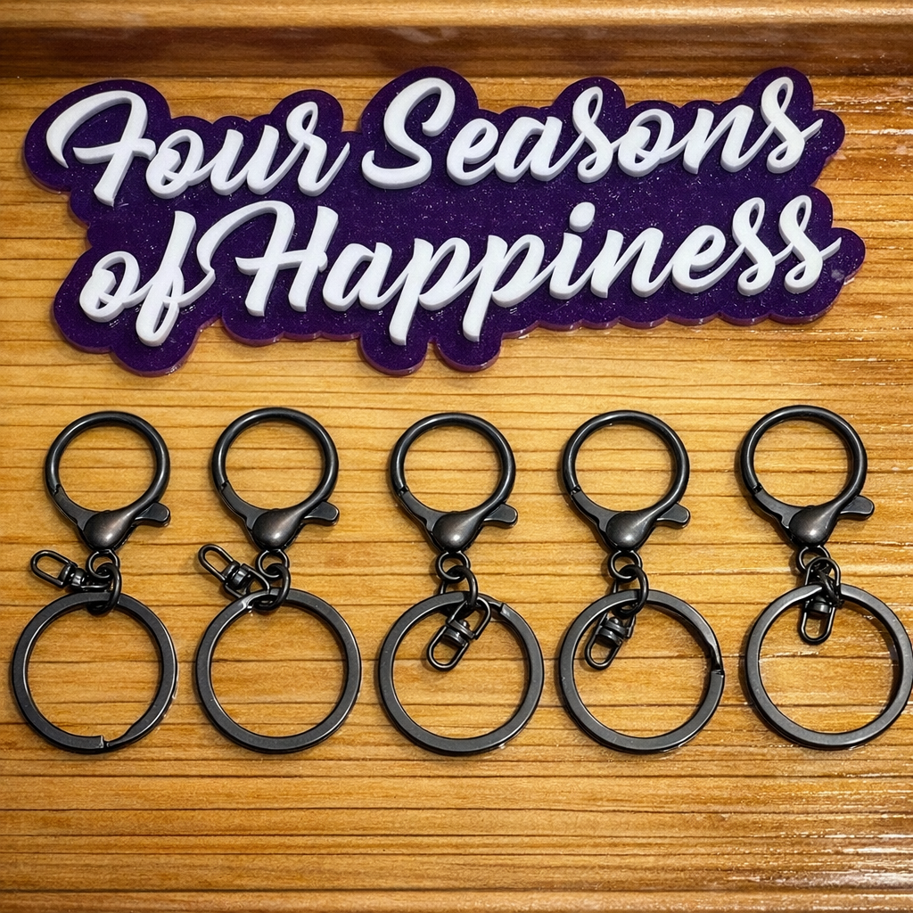 Happiness Starts Here™ Signature Keychain Hardware – Swivel Lobster Clasp & Split Ring for Wristlets & Beaded Keychains (6 Luxury Finishes