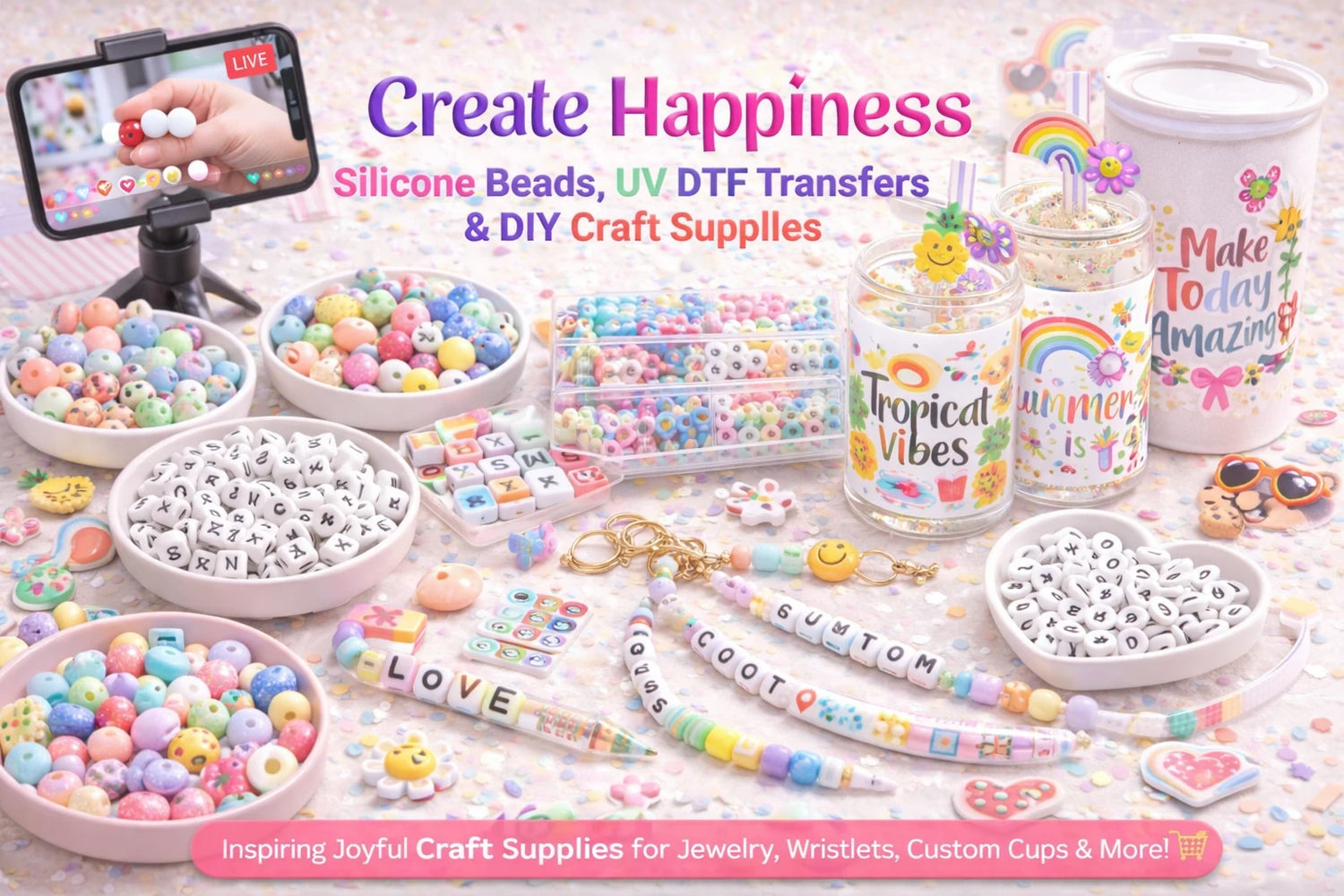 Four Seasons of Happiness | Silicone Beads, UV DTF Transfers & DIY Craft Supplies